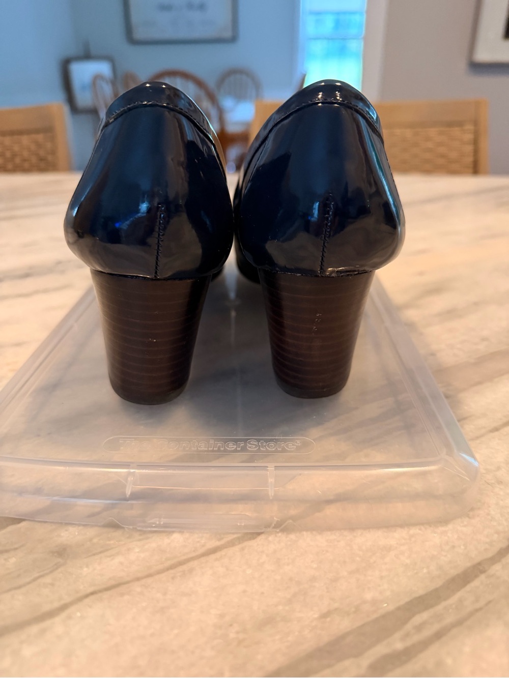 Lauren Ralph Lauren Navy Leather Loafers with Gold Accent - Picture 5 of 6